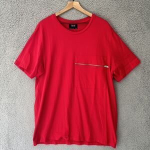 MVP COLLECTIONS Zipper Pocket T Shirt Men 1XL Red Cotton Utility Gorp Streetwear